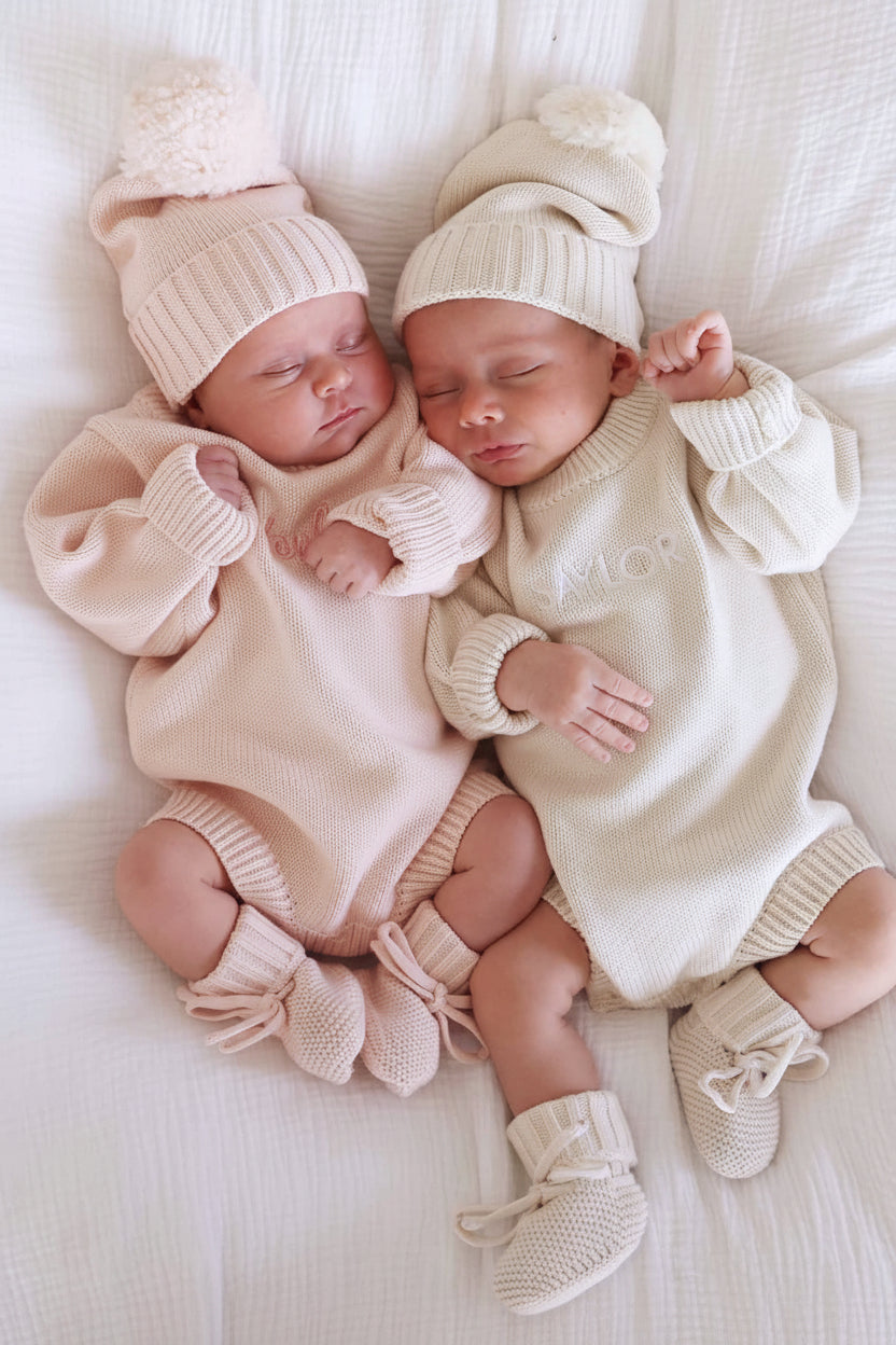 Knit Baby Pom Pom Beanie | Ash