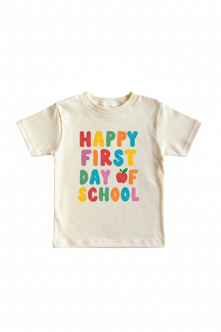 Happy 1st Day of School Kids Graphic Tee | Natural