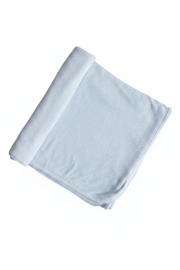 Ice Blue Bamboo Waffle Oversized Swaddle Blanket