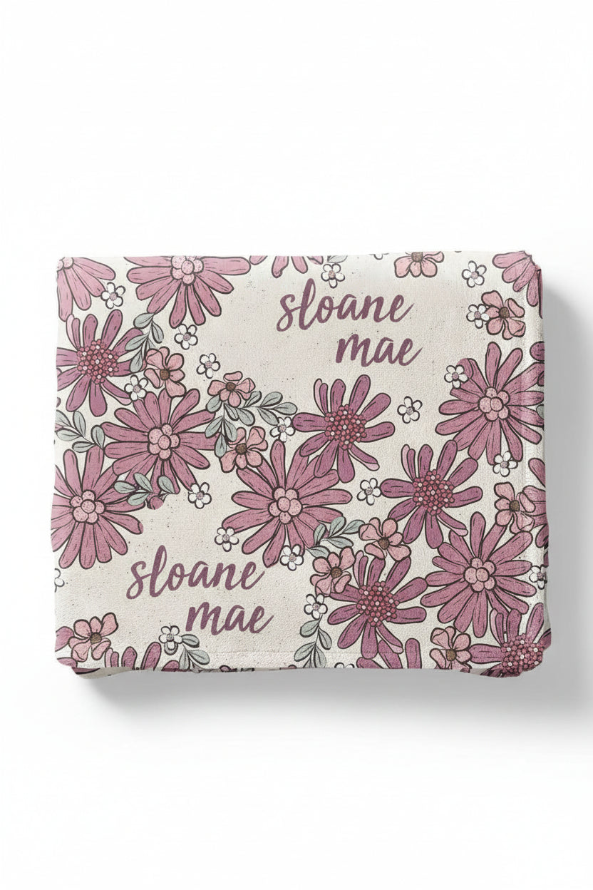 Maya's Moody Floral Personalized Kids Blanket