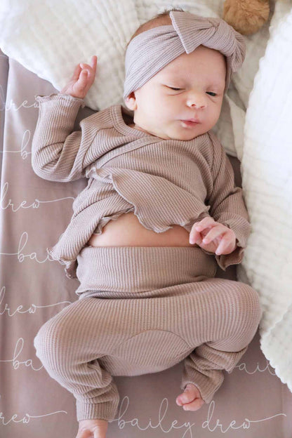 2pc Waffle Crossover Top & Bottom | Mocha