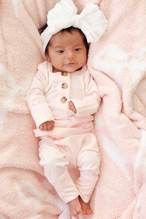 2pc Bamboo Button Top & Bottom | Pearl Pink