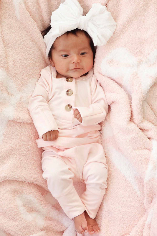 2pc Bamboo Button Top & Bottom | Pearl Pink