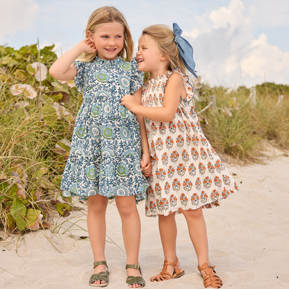 Girls Jennifer Dress - Blue Lisbon Floral