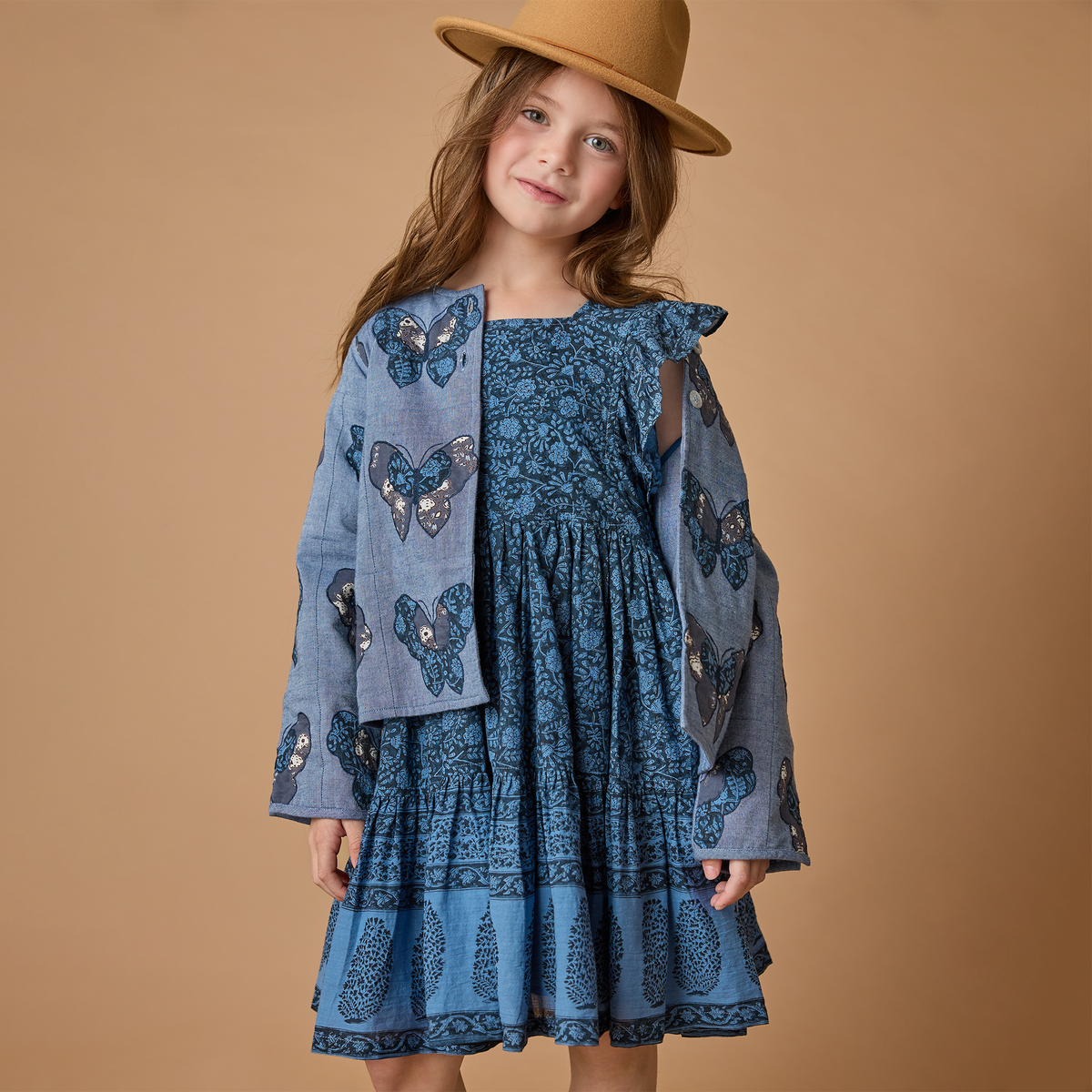 Girls Reversible Quilted Jacket - Quilted Butterfly