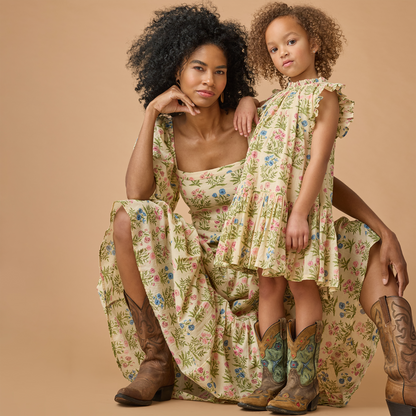 Womens Marilyn Bell Sleeve Dress - Leafy Floral