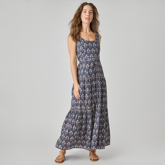Womens Marilyn Tank Dress - Navy Strawflower