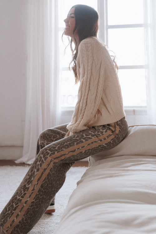 Fletcher Denim Racer Pants - Leopard