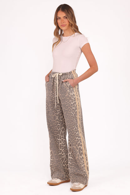 Fletcher Denim Racer Pants - Leopard
