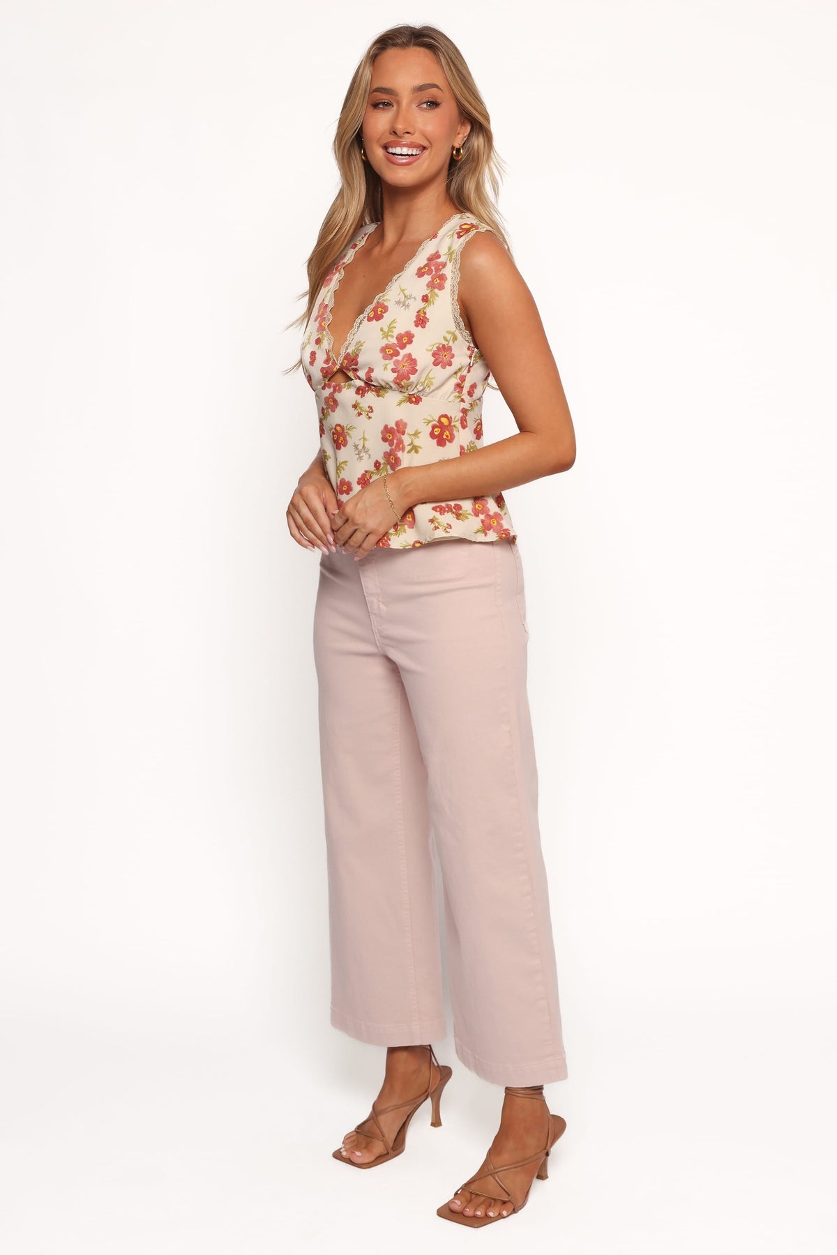 Gemma Cropped Wide Leg Jeans - Sepia Rose