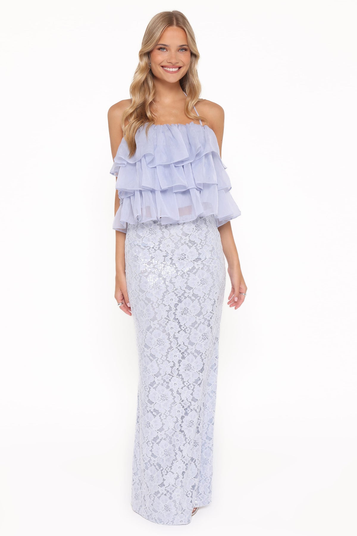 Jennings Lace Maxi Skirt - Blue Sequin