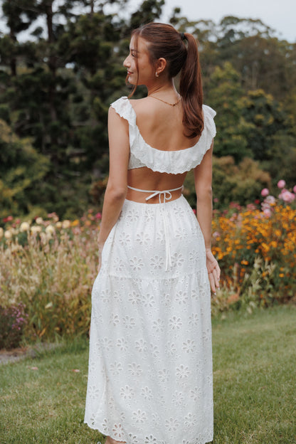 Elwyn Maxi Dress - White Broderie