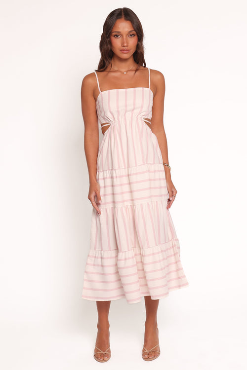 Evelin Midi Dress - Pink Stripe