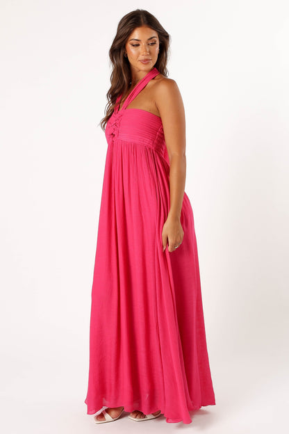 Everdeen Halterneck Maxi Dress - Fuchsia