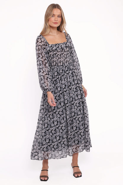 Faith Long Sleeve Maxi Dress - Black Floral