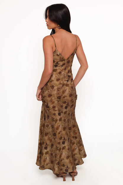 Fia Midi Dress - Tan Floral