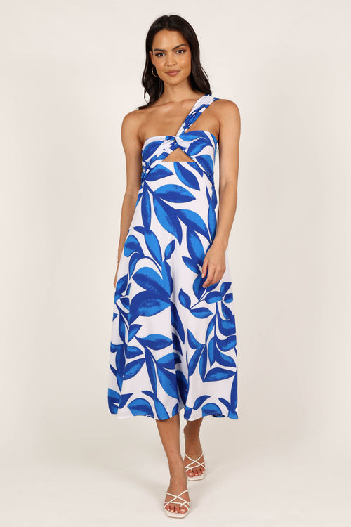 Freddie Midi Dress - White/Blue