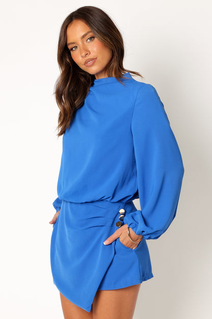 Galen Long Sleeve Romper - Paris Blue