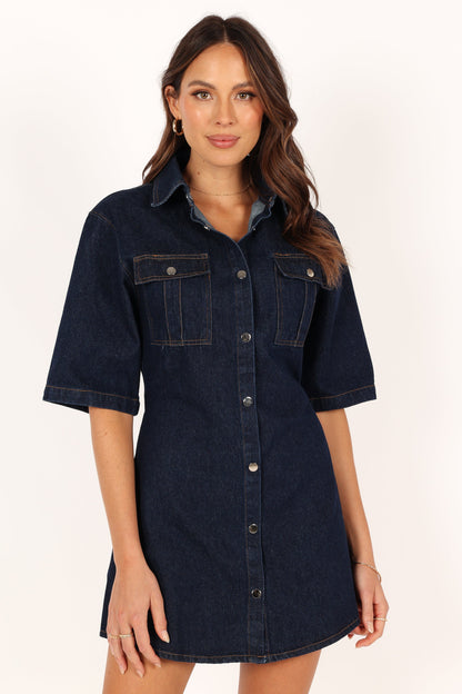 Hailey Denim Mini Dress - Dark Denim