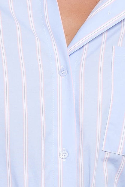 Harlan Long Sleeve Midi Dress - Blue Pink Stripe