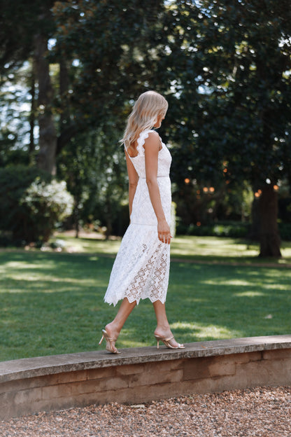 Harper Midi Lace Dress - White