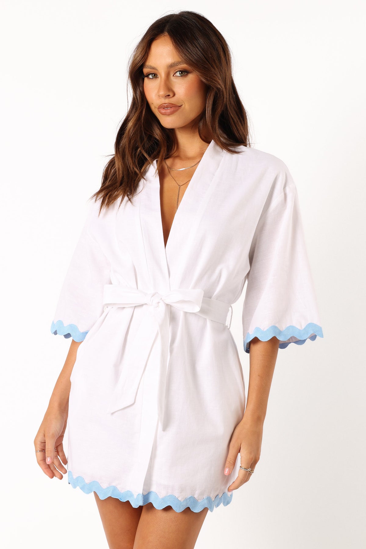 Harry Mini Dress - White Blue