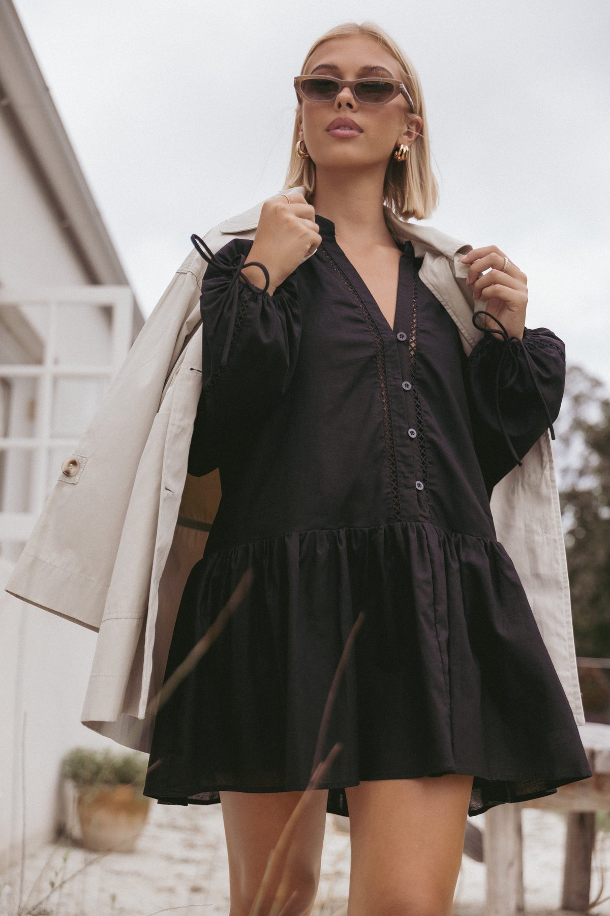 Hart Long Sleeve Mini Dress - Black