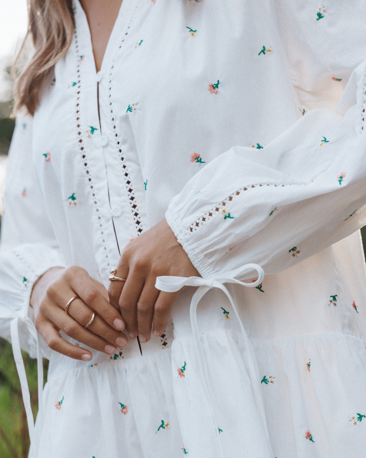 Hart Long Sleeve Mini Dress - White Floral