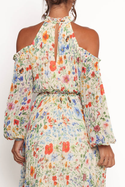 Hilary Pleated Maxi Dress - Garden Floral