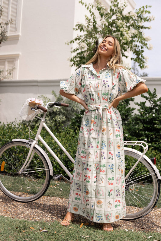 James Button Through Maxi Dress - Flower Market