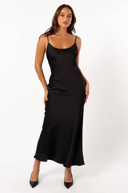 Jamie Maxi Slip Dress - Black