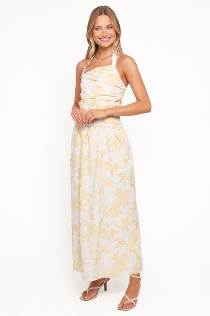 Jemma Halter Maxi Dress - Yellow Floral