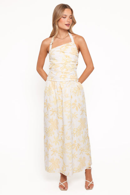 Jemma Halter Maxi Dress - Yellow Floral