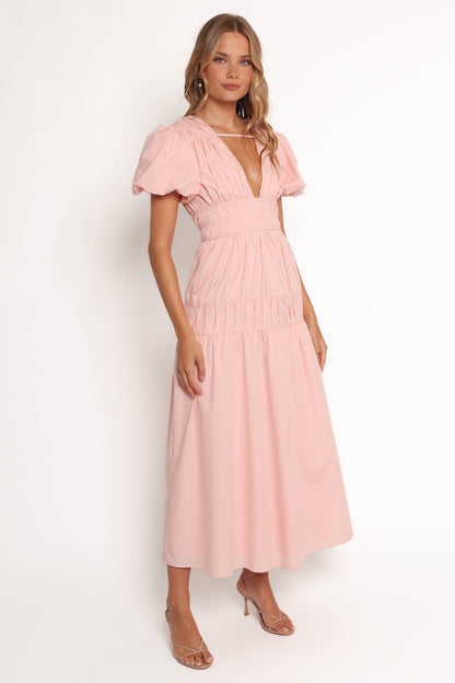 Joedy Puff Sleeve Midi Dress - Pale Pink
