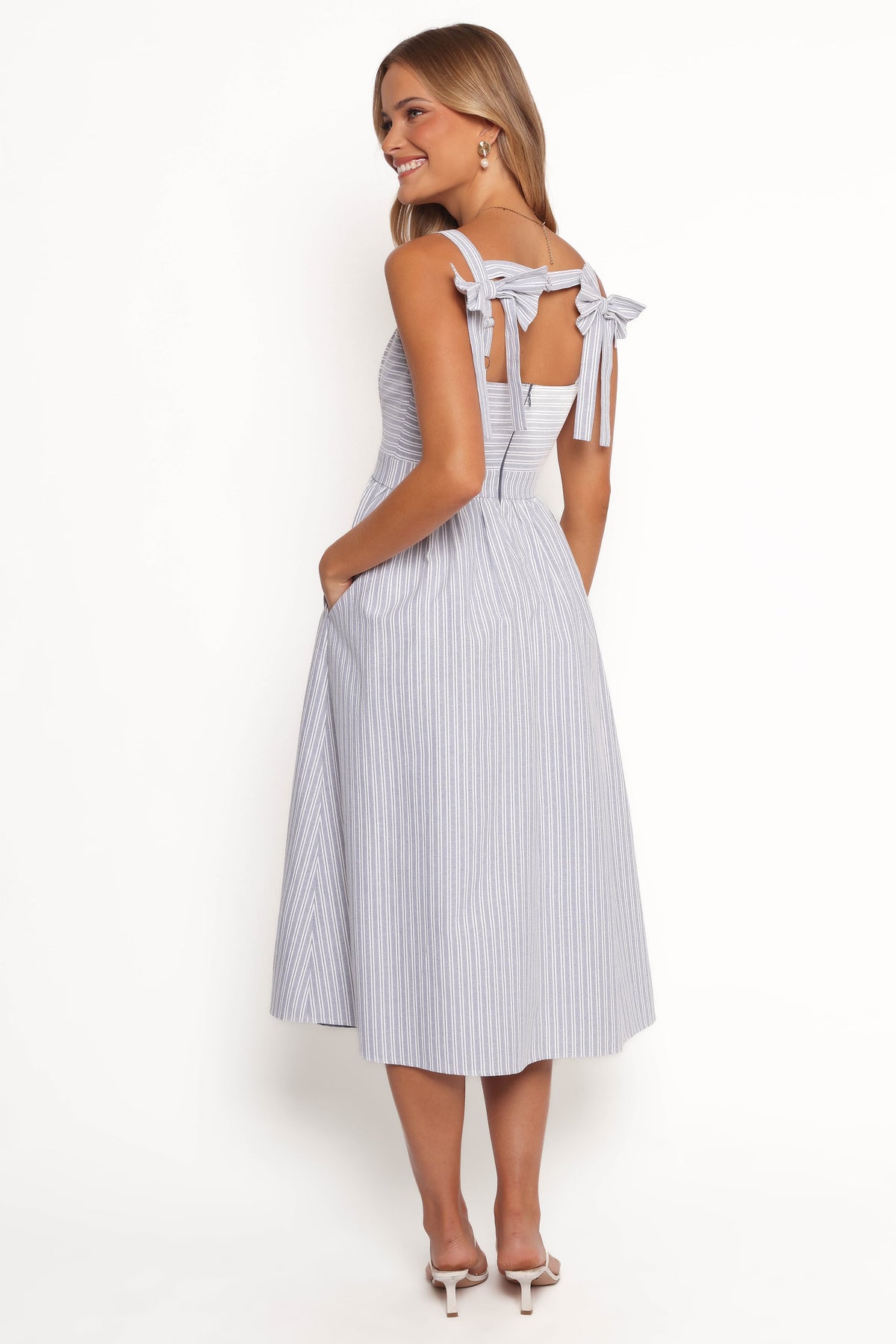 Johanna Midi Dress - Grey/White