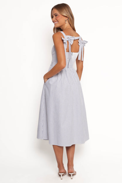 Johanna Midi Dress - Grey/White