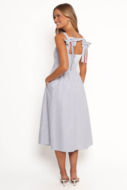 Johanna Midi Dress - Grey/White