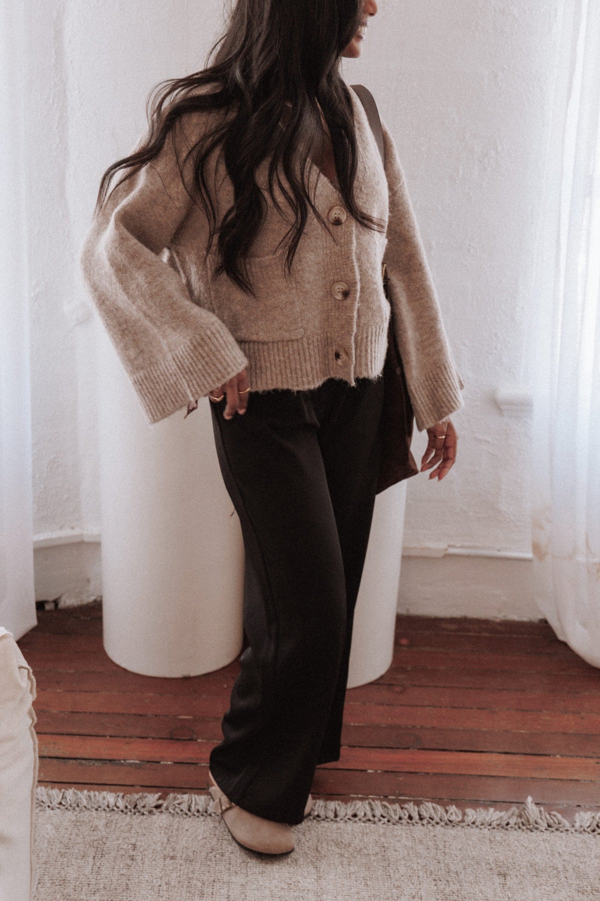 Fern Wide Sleeve Cardigan - Mushroom