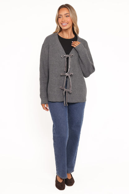 Hammond Tie Up Cardigan - Grey