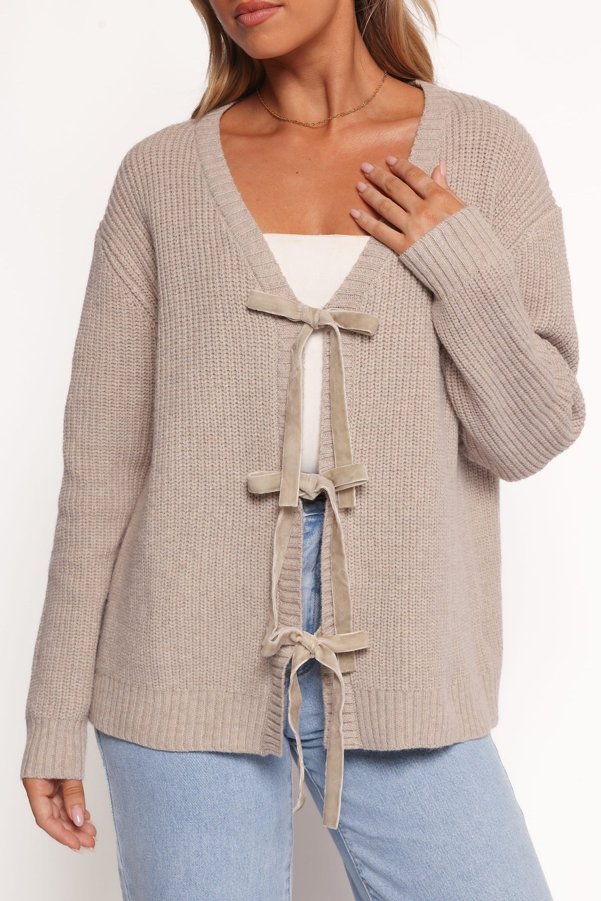 Hammond Tie Up Cardigan - Taupe