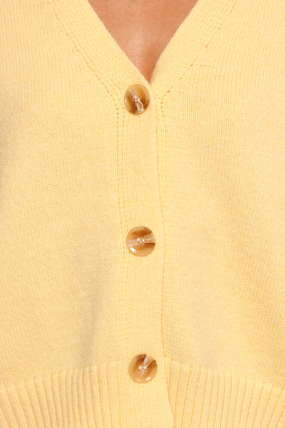 Isabel Button Front Cardigan - Yellow
