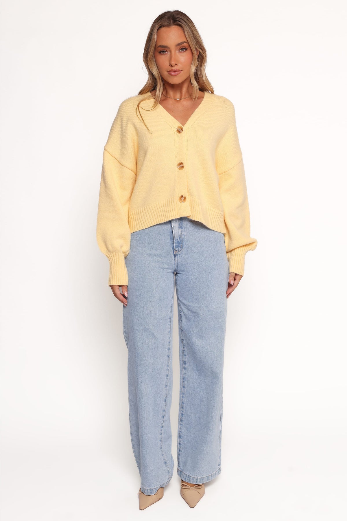 Isabel Button Front Cardigan - Yellow