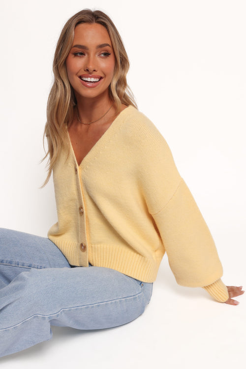 Isabel Button Front Cardigan - Yellow