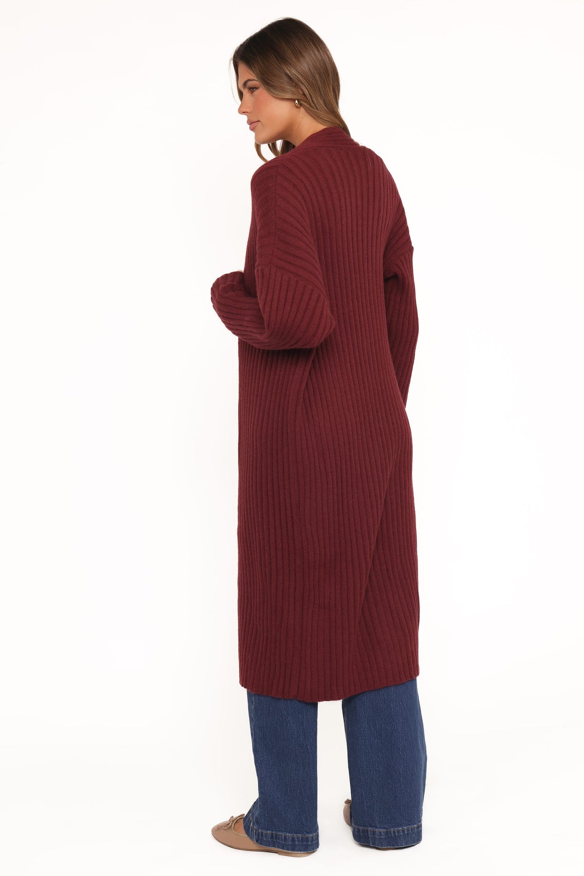 Jasmia Long Cardigan - Wine