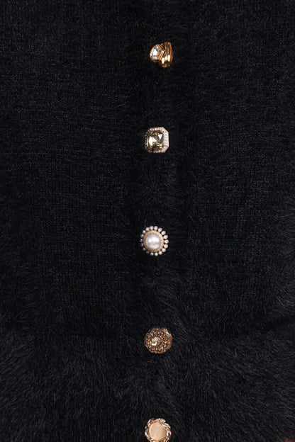 Jintie Vintage Button Cardigan - Black