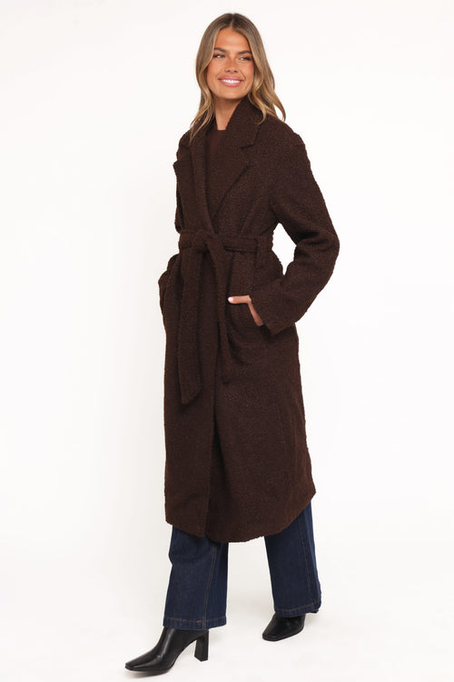 Goodie Shearling Coat - Chocolate