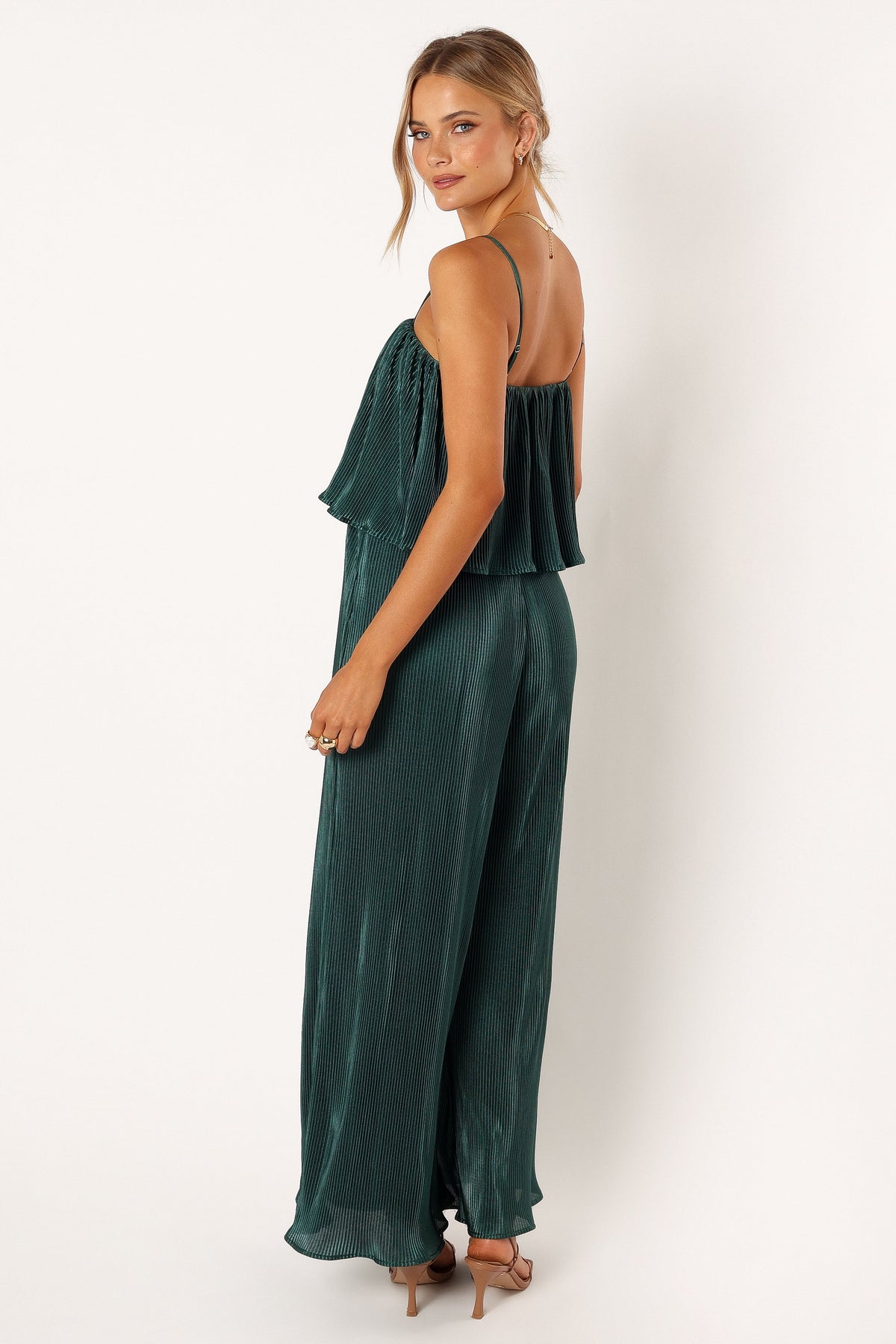 Jillian Plisse Jumpsuit - Emerald