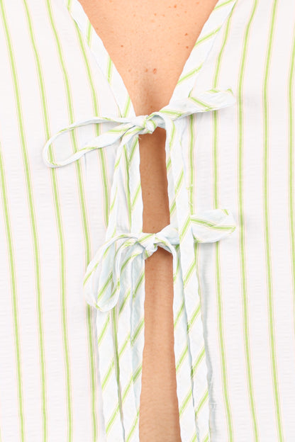 Flynn Short Set - Green Blue Stripe
