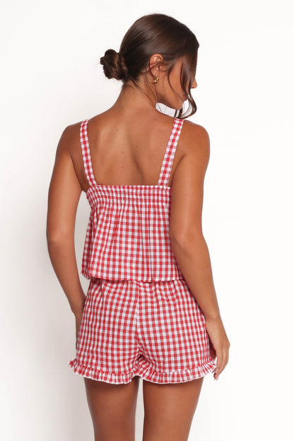 Isidore Gingham Short Set - Red