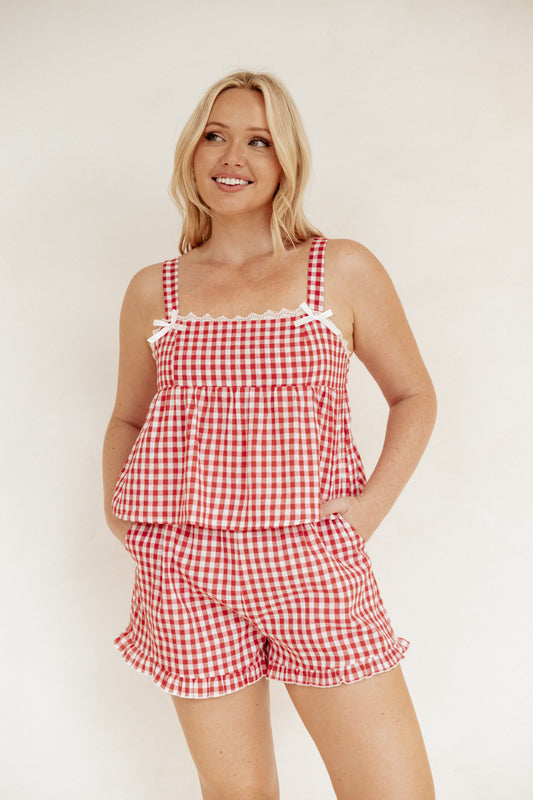 Isidore Gingham Short Set - Red